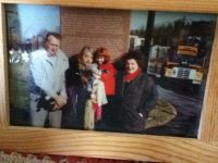 Christine Palamidessi wither her father Aldo, daughter Ruby and Mother Ruth in front of Jackson Square, BOSTON, permanent installation of her memoir "Grndmothers."