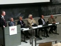 Seated: Renato Camurri, Francesco Giavazzi and Nobel Prize Winners Robert Merton and Robert Solow ( Photo: Francesco Castellano