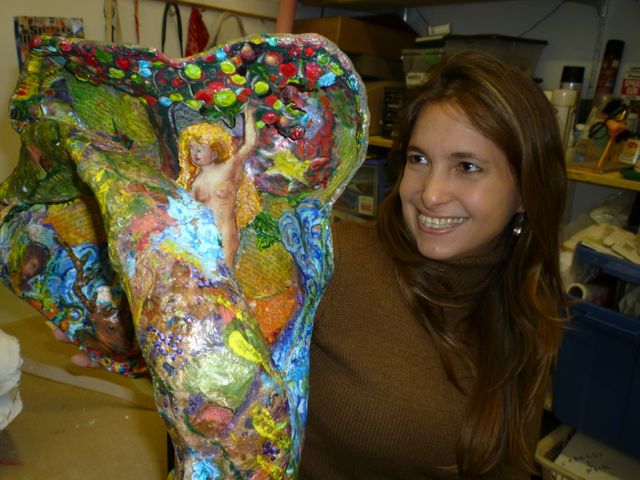 Christine Palamidessi's Brazilian muse: Fernanda with sculpture "Aphrodite."