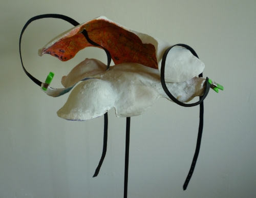 Hermaphrodite. Side View. Linking the male and female with leather belting. The female energy becoming aware of a slight restlessness, a desire to move outside of herself to attain experience.