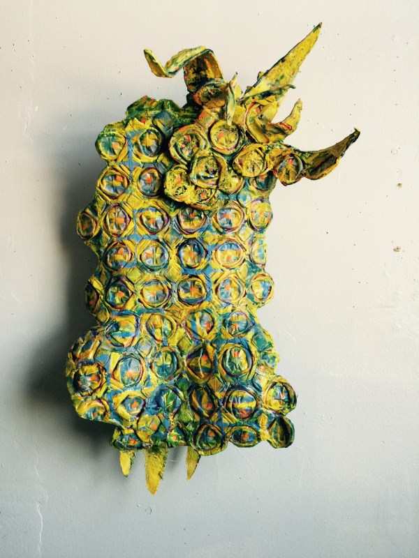 Pernambuco Pineapple (2016)  Mixed Media- paper, paint, wax, wire. 16 x 12 x 5inches